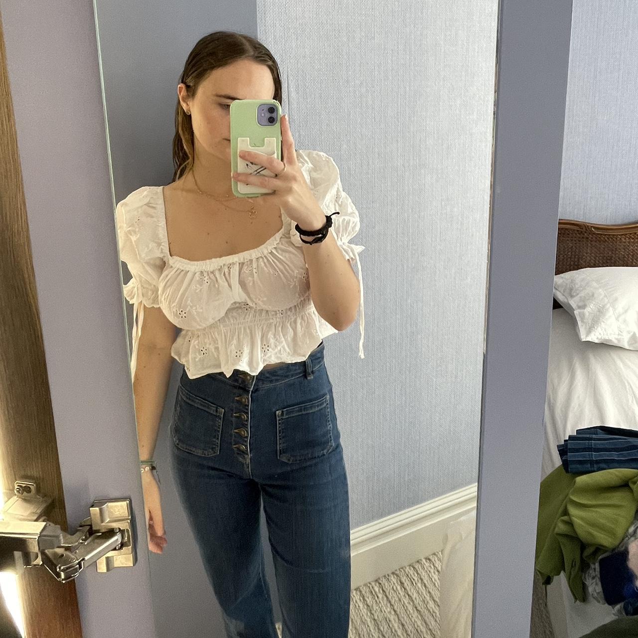 super flattering subdued jeans with buttons at... - Depop