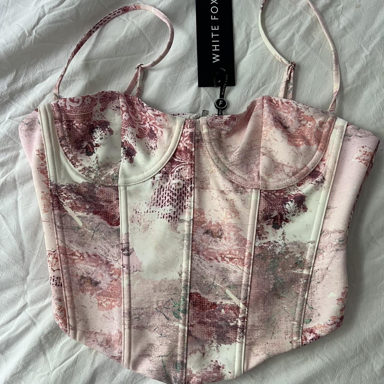 White fox corset bustier medium new pink cream Depop
