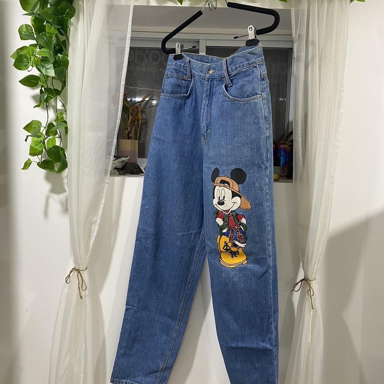 Vintage Mickey Mouse Denim | Hand-Painted | size | Depop