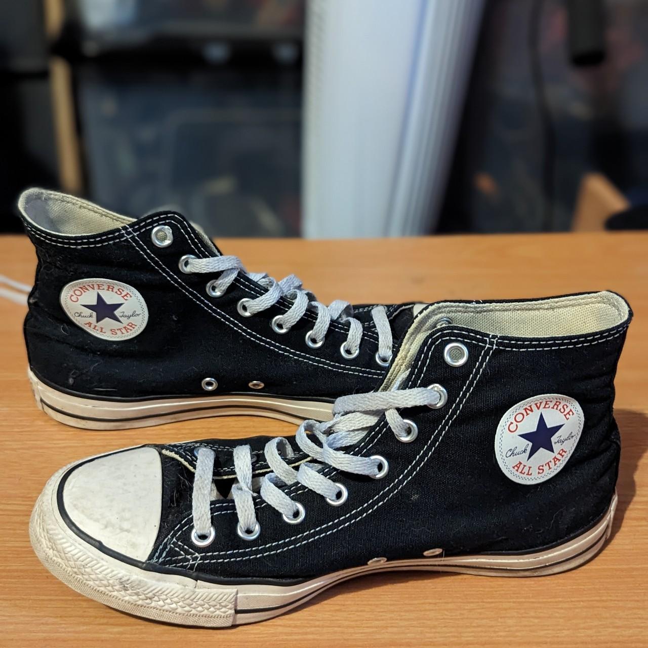 Converse chuck Taylor all stars UK 9 Black Good... - Depop