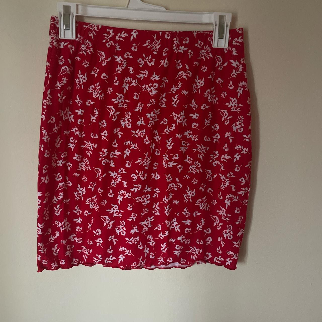 Women's Red and White Skirt | Depop