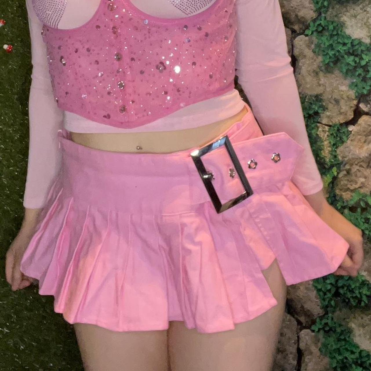 Dolls Kill Women's Pink Skirt Depop