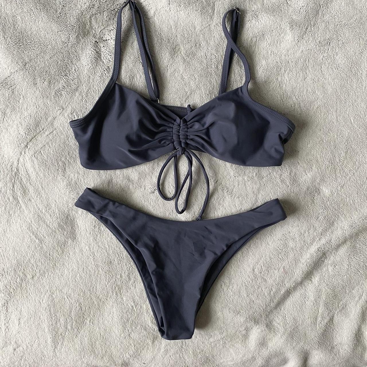 Women's Grey and Blue Bikinis-and-tankini-sets | Depop