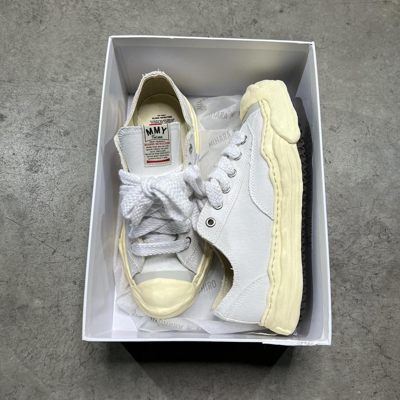 Maison Mihara Yasuhiro Men's White and Cream Trainers | Depop