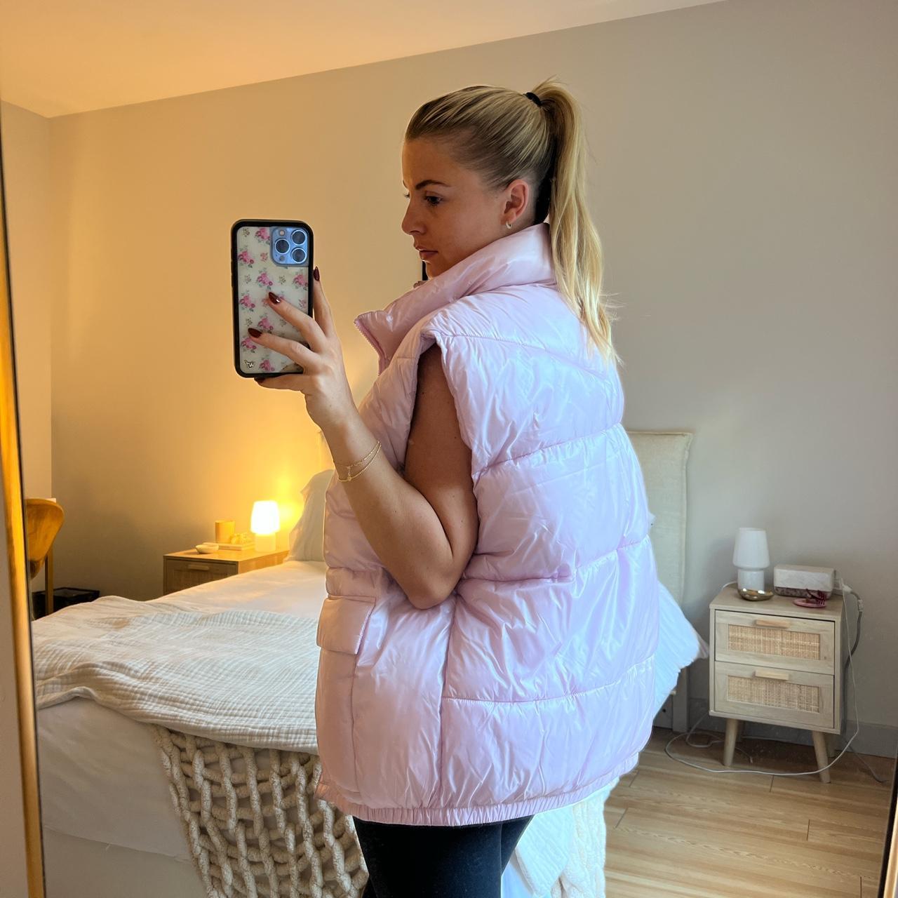 H&M light pink puffer vest size M puffervest Depop
