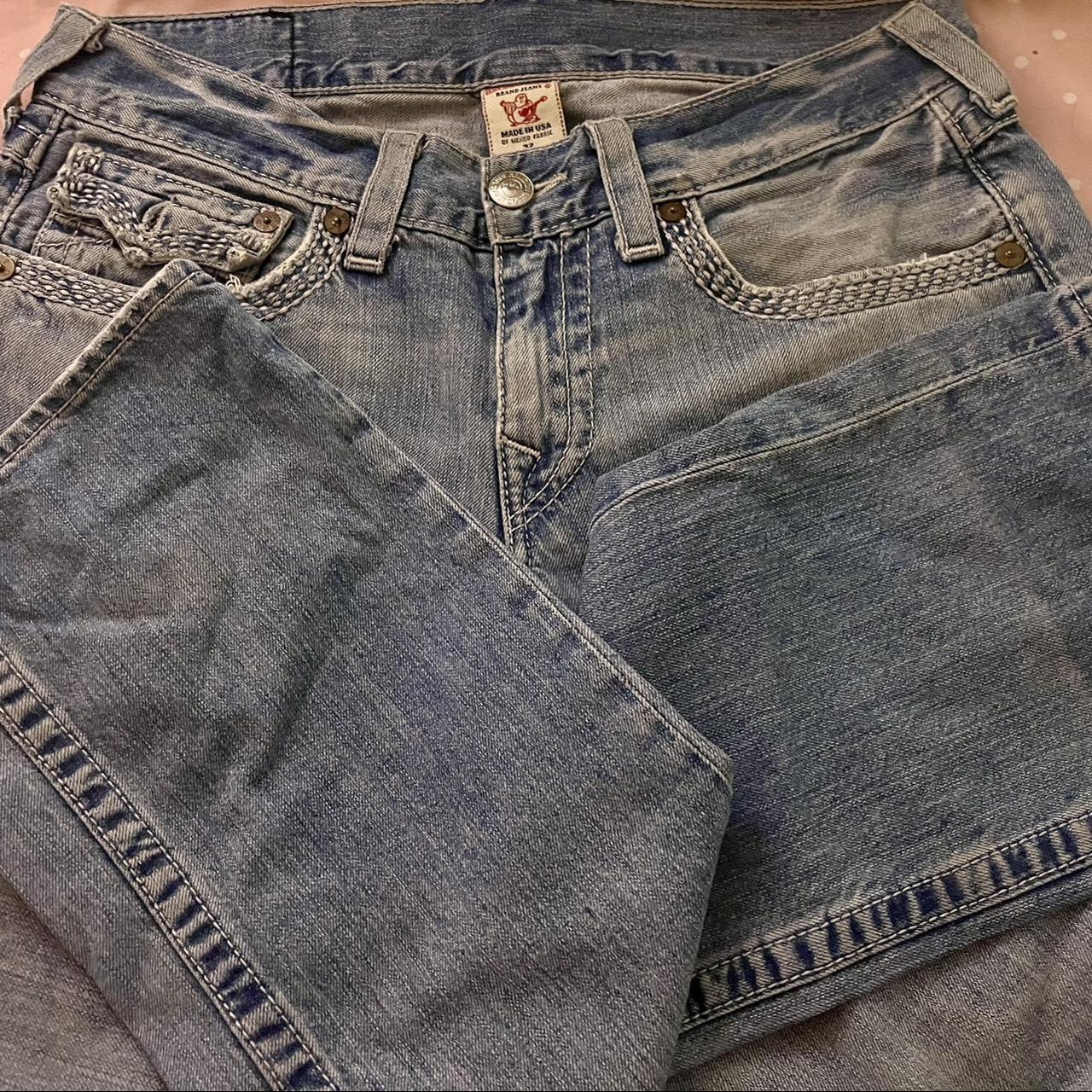 32” True religion Straight fit Rip on bottom right... - Depop