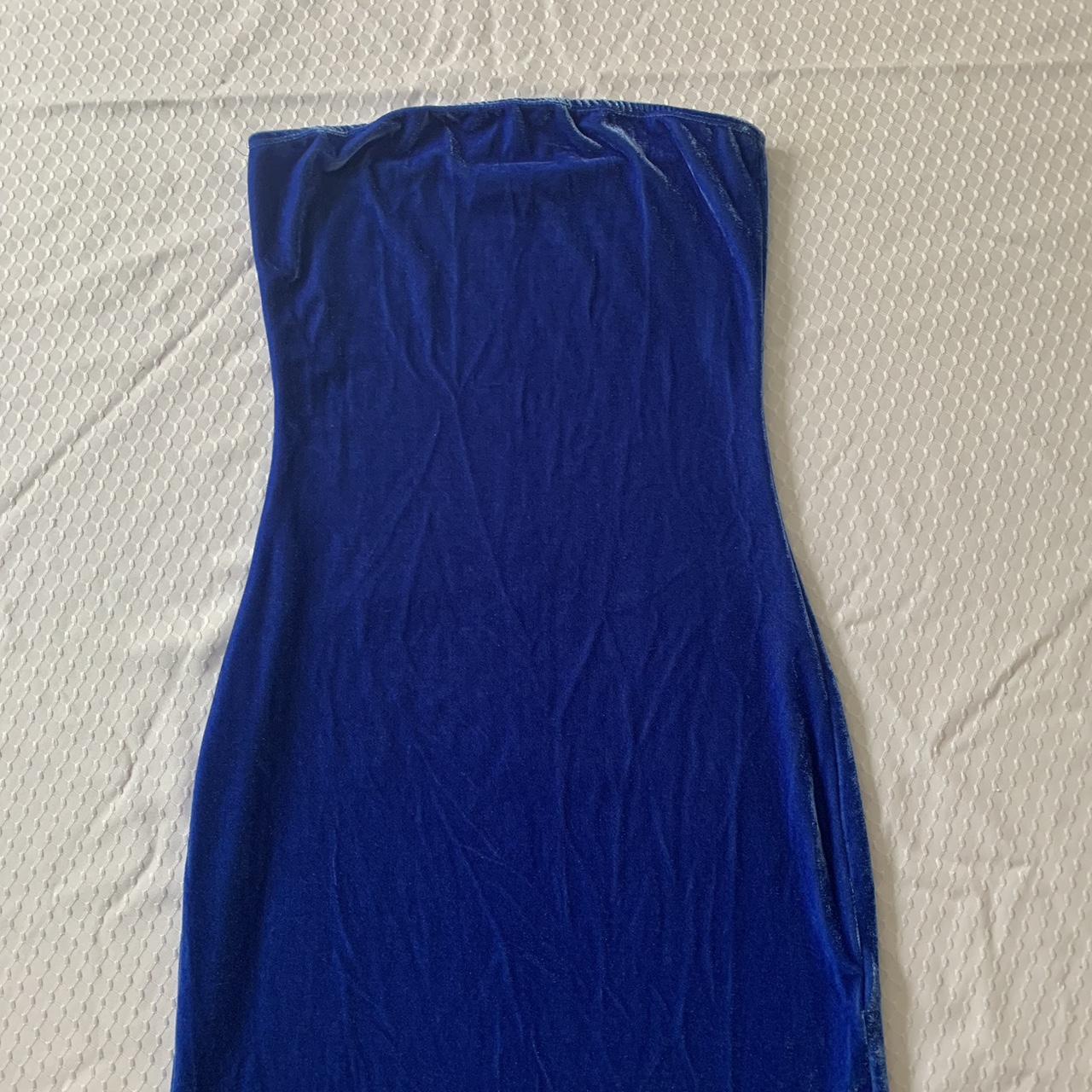 Blue velvet tube dress by Reformation. Only worn... - Depop