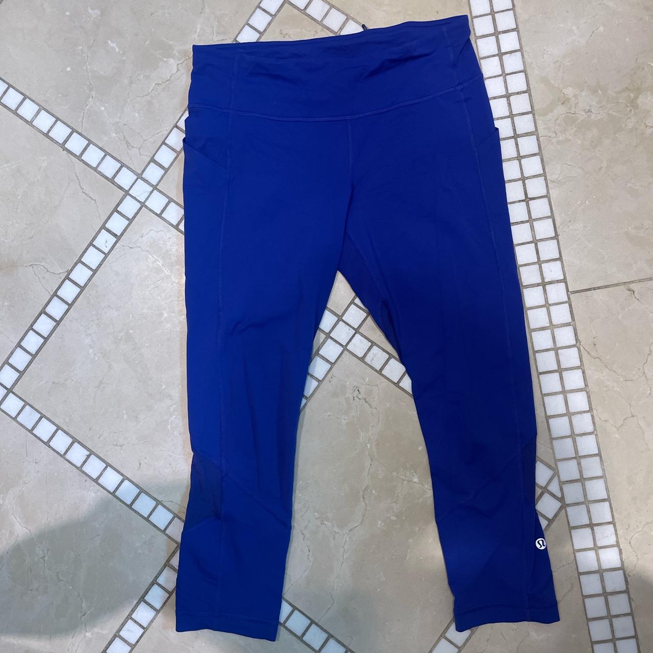 lululemon blue leggings size 8 with pockets and back... - Depop