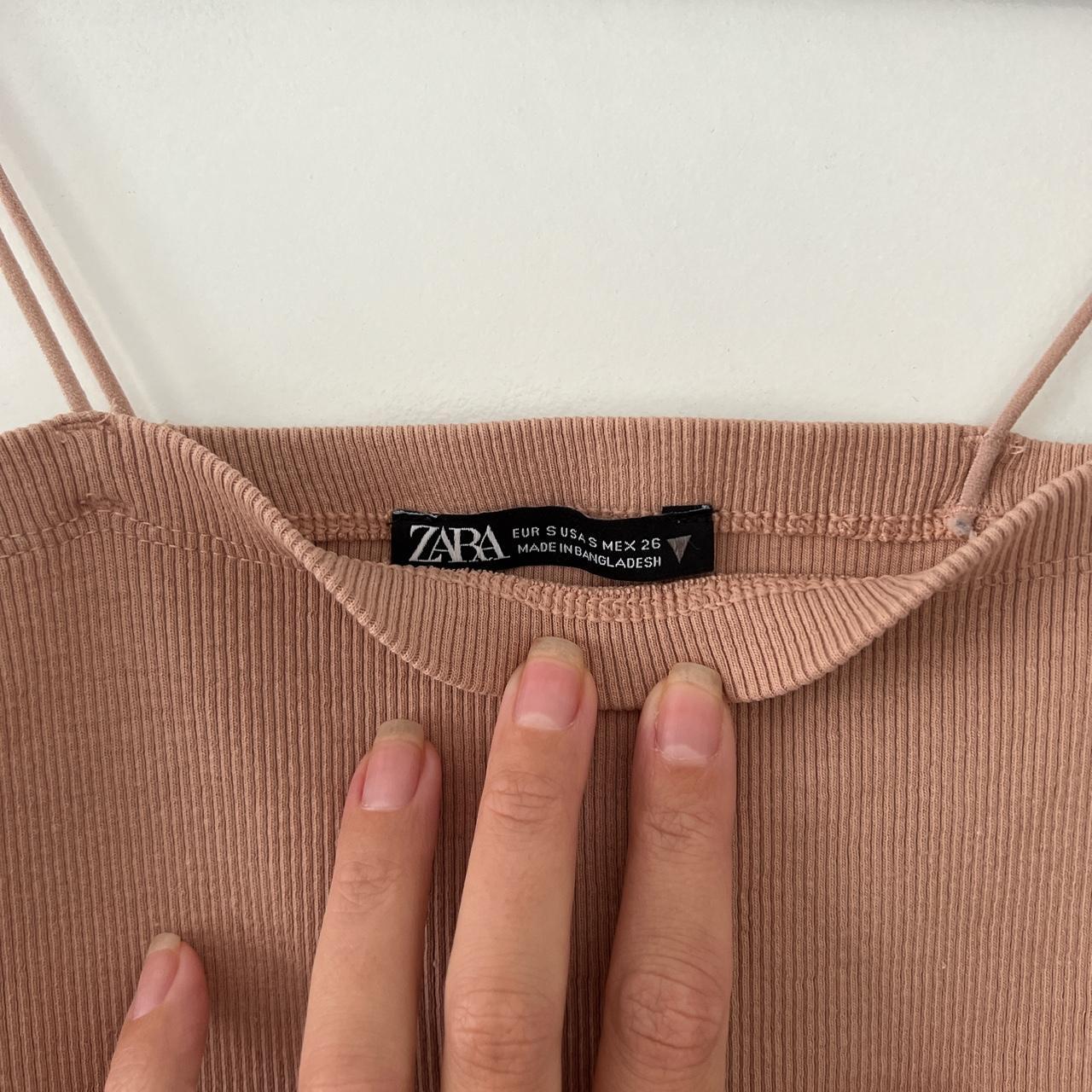 Zara Nude Dress Ribbed Bodycon Dress Size Small - Depop
