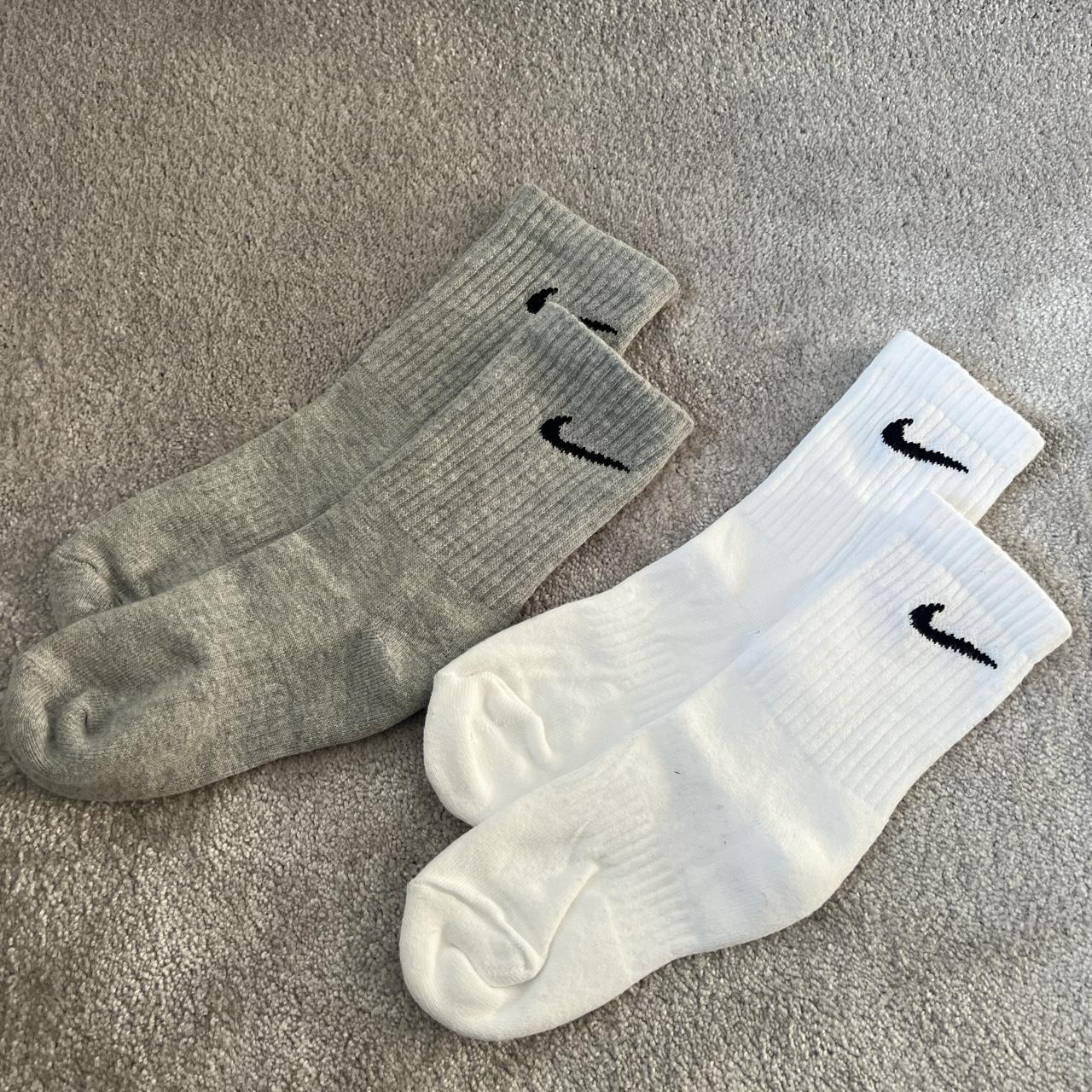 2x Nike Socks Brand New Grey & White Price For... - Depop