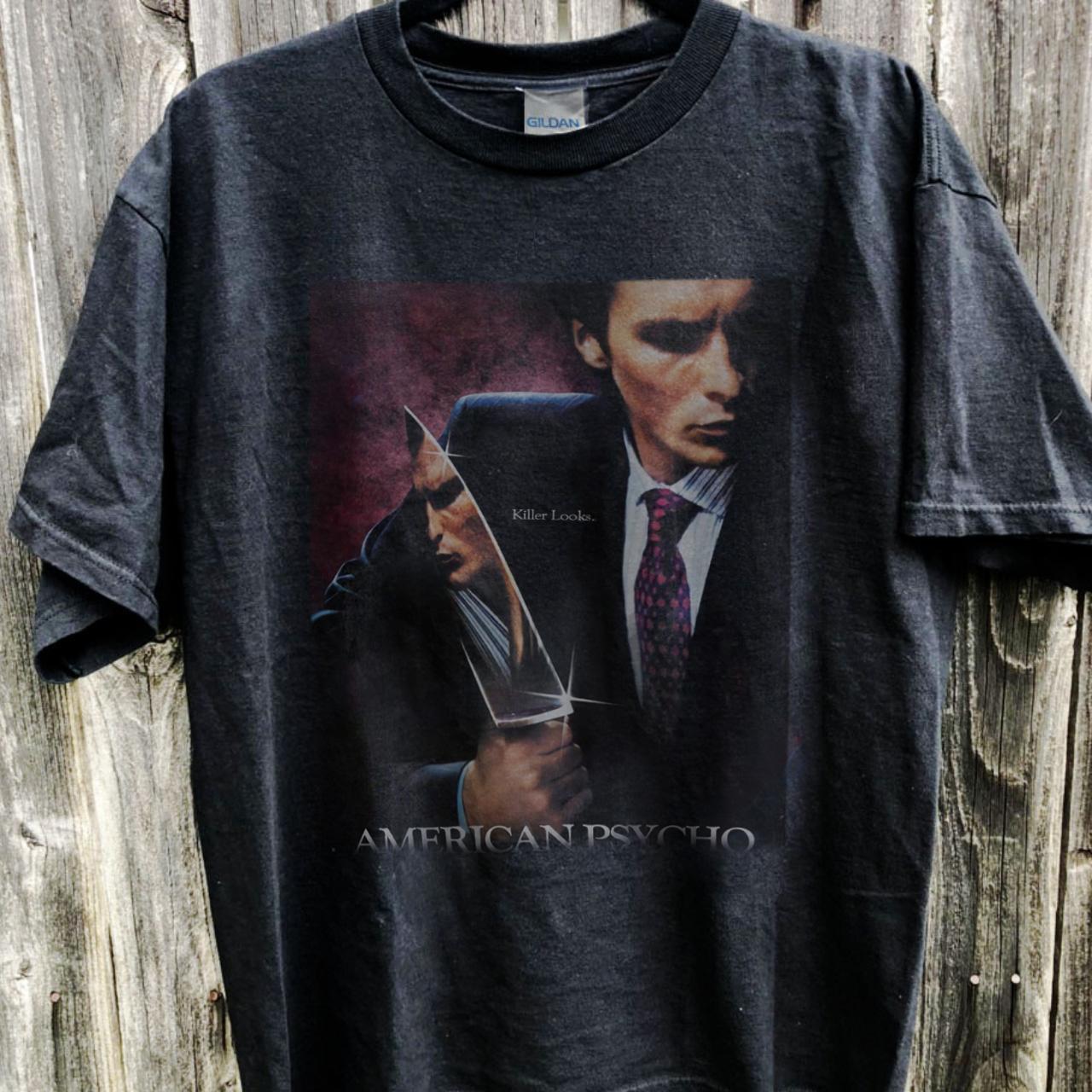 killer looks AMERICAN PSYCHO tshirt Medium fabric... - Depop