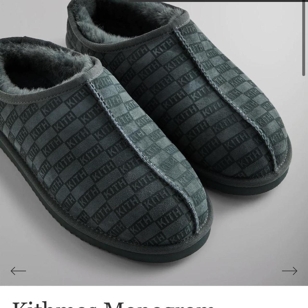 Kithmas monogram shearling slippers size 11 brand... - Depop