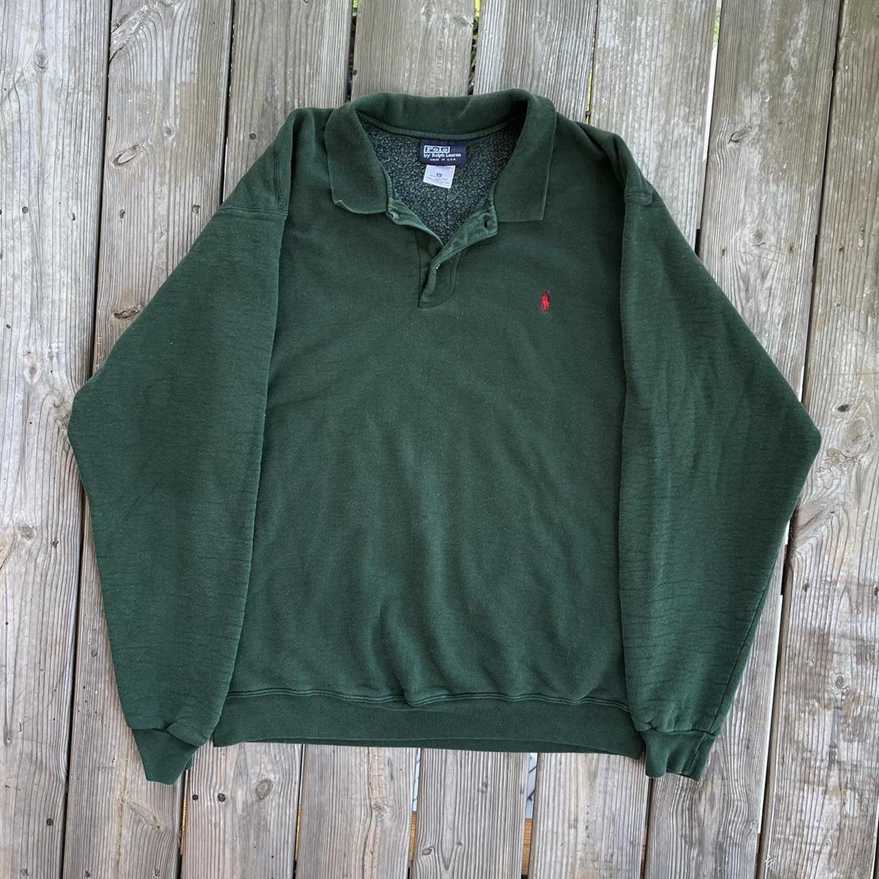 vintage green polo sweatshirt 🚨 size XL for... - Depop