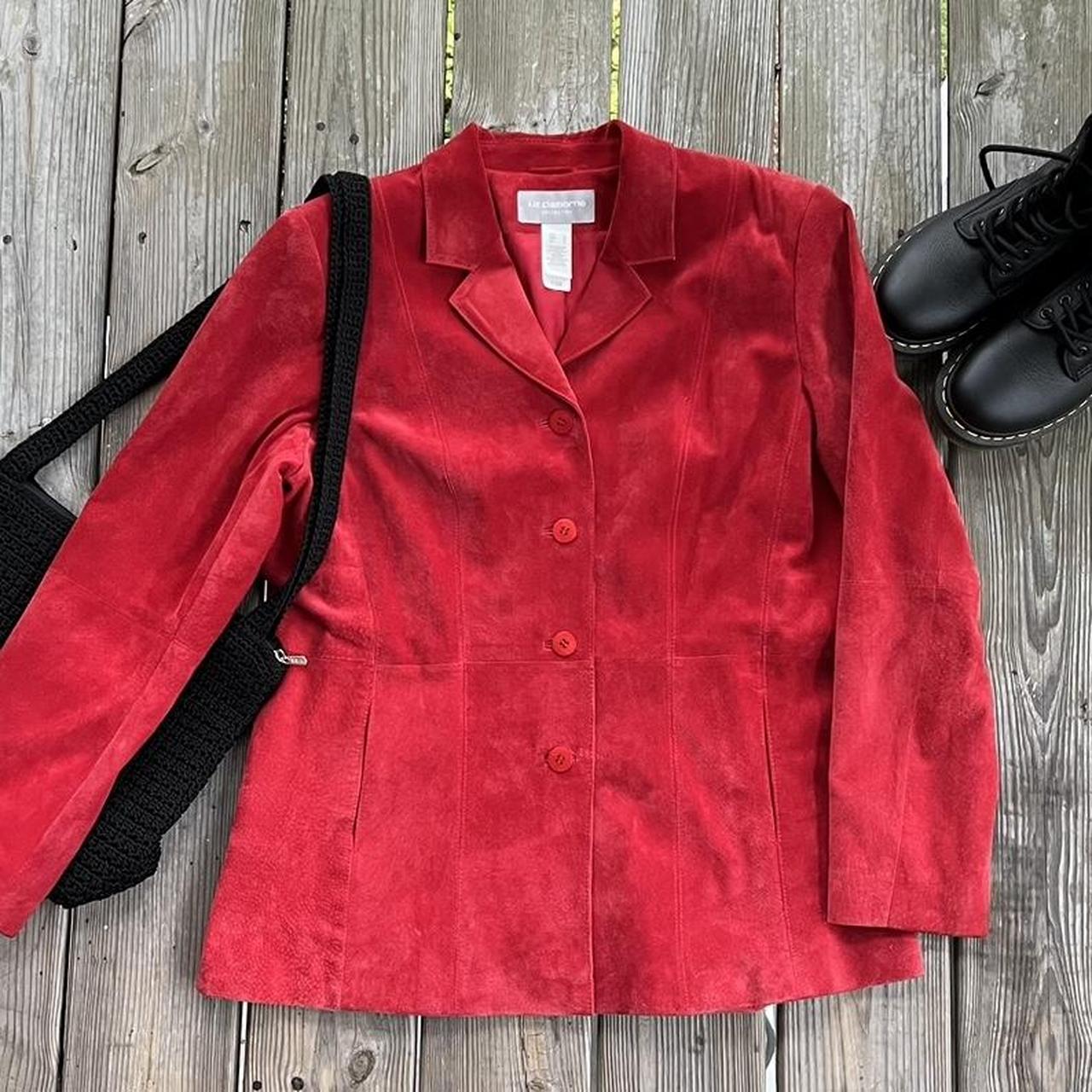 Liz claiborne red leather on sale jacket