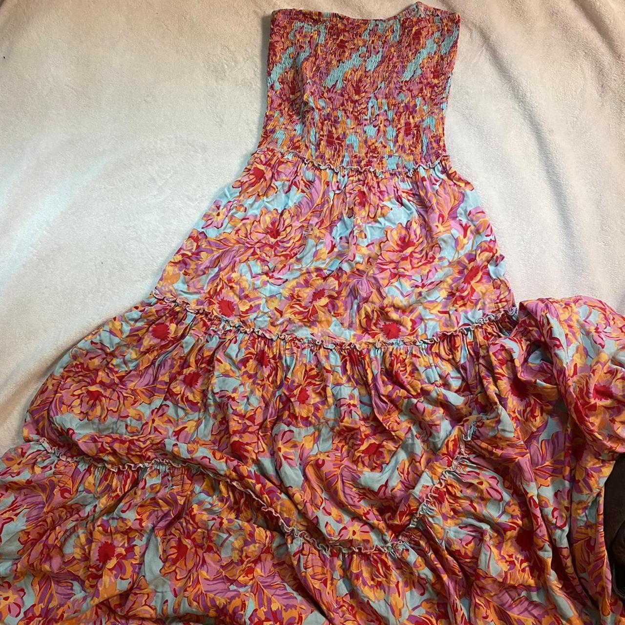 Women's Pink and Orange Dress Depop