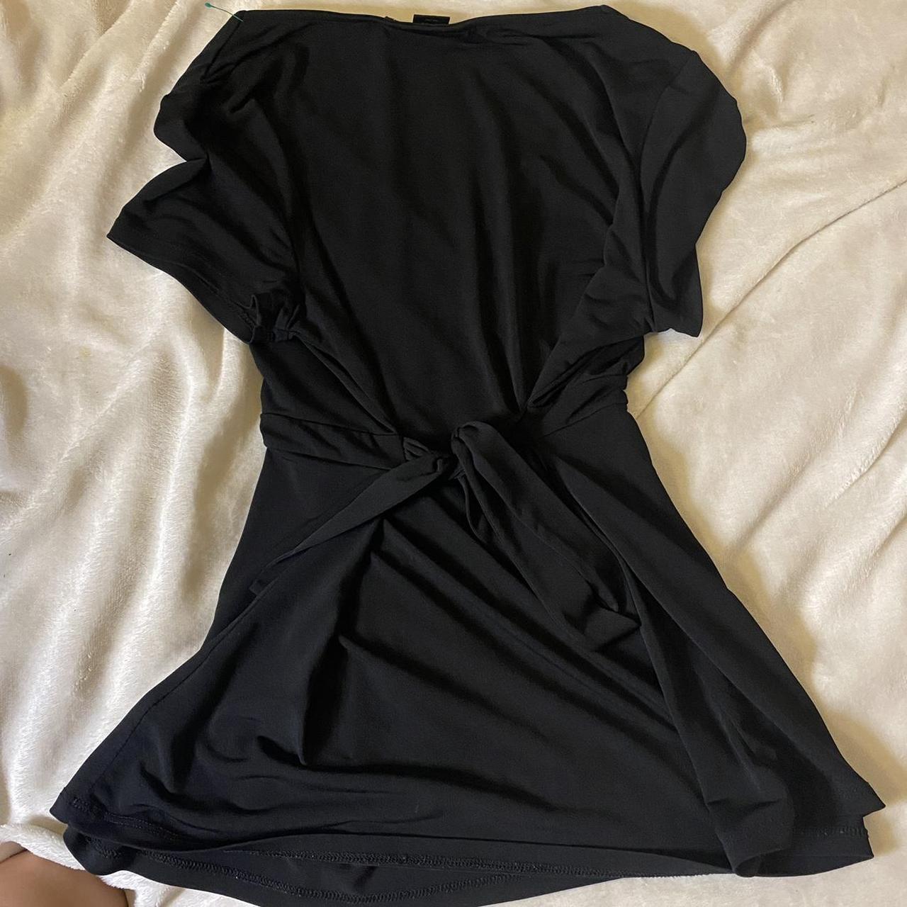 cute y2k black babydoll top ties in the back to... - Depop