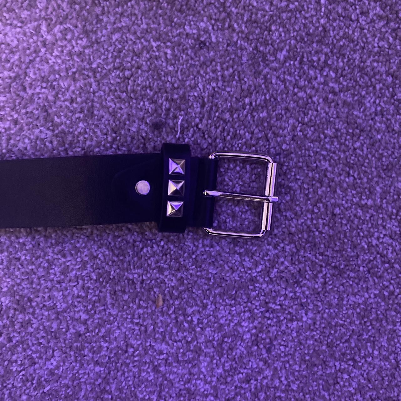 Men's Black and Silver Belt Depop