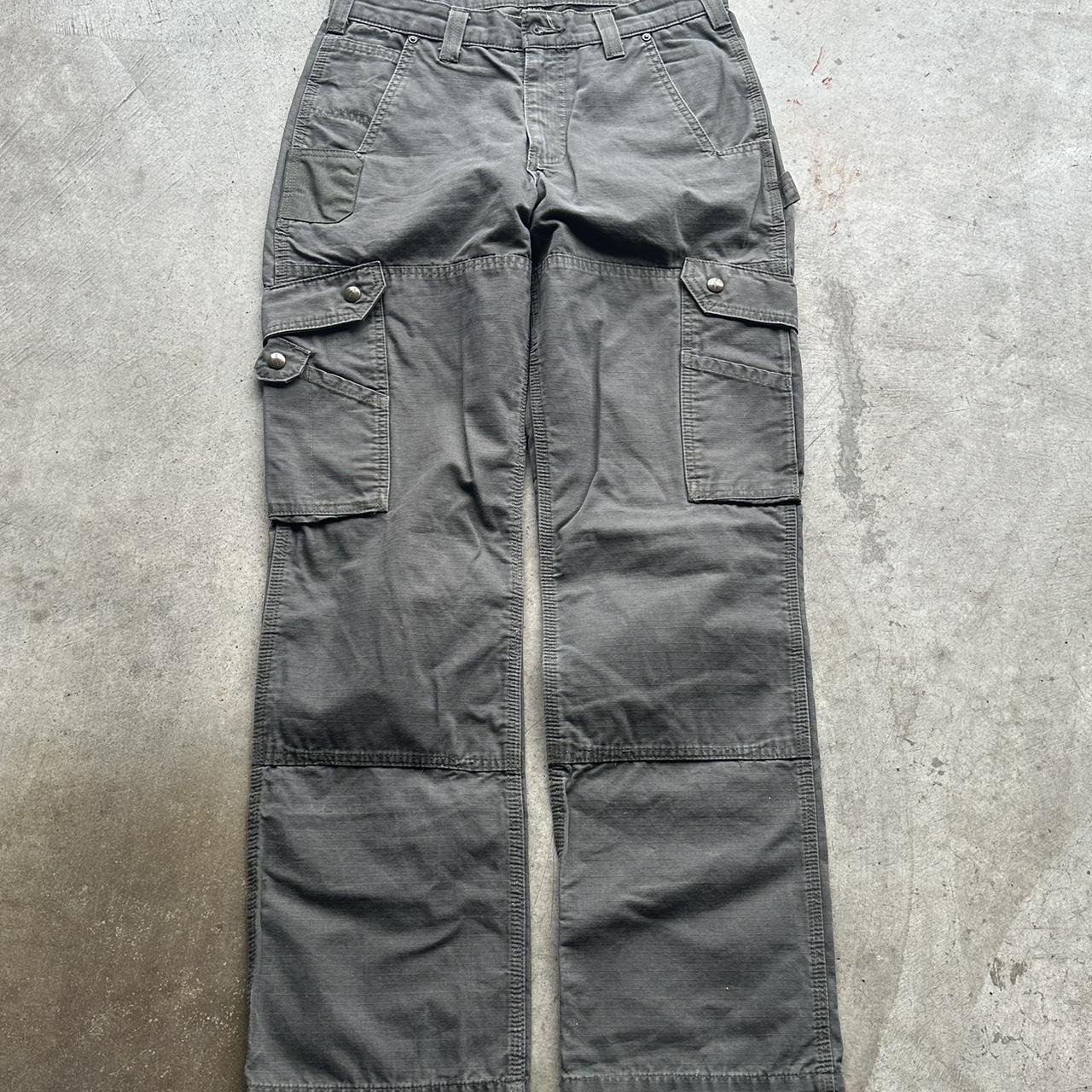 Vintage Faded Grey / Green Carhartt Wrangler Cargo... - Depop