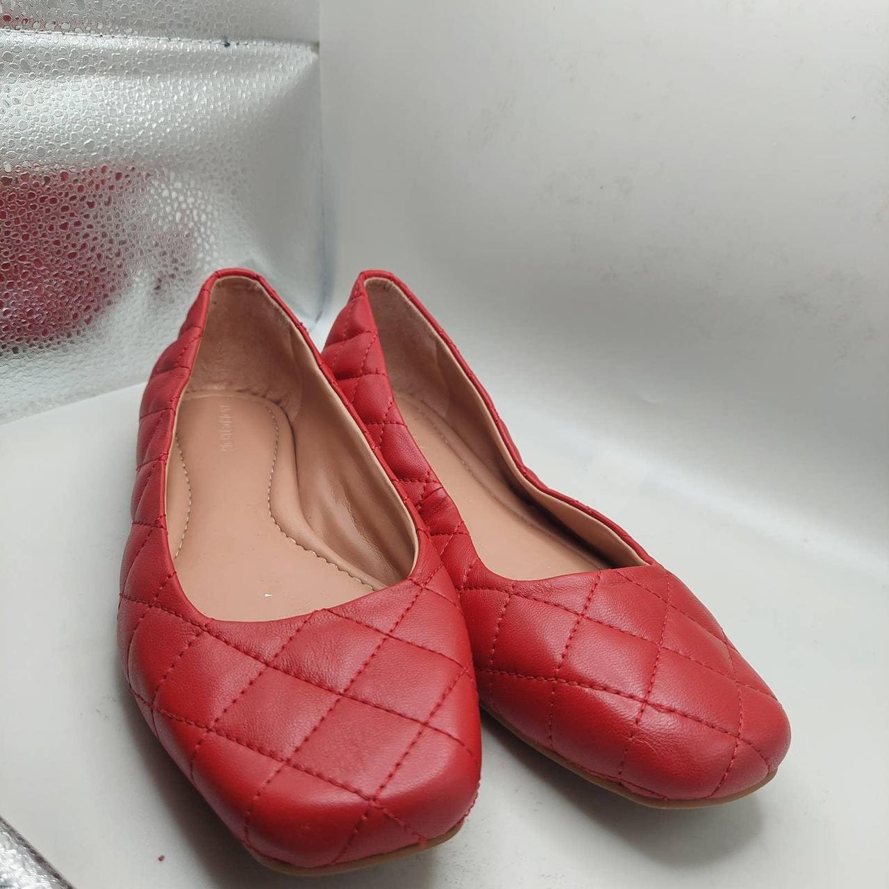 Title:Nordstrom Red Faux Leather Flats Women's 6 - Depop