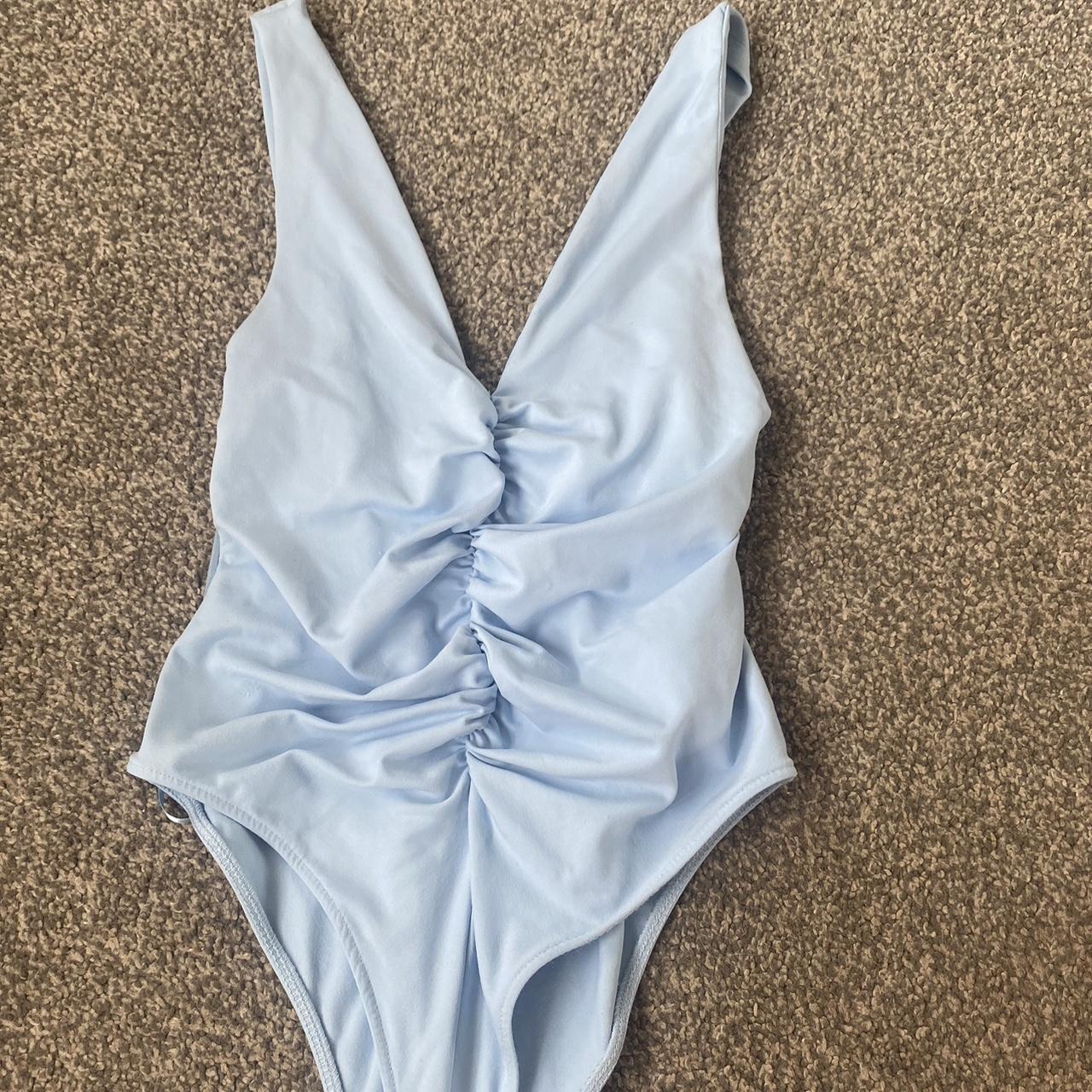Zara baby blue ruched bodysuit Worn once great conditon Depop
