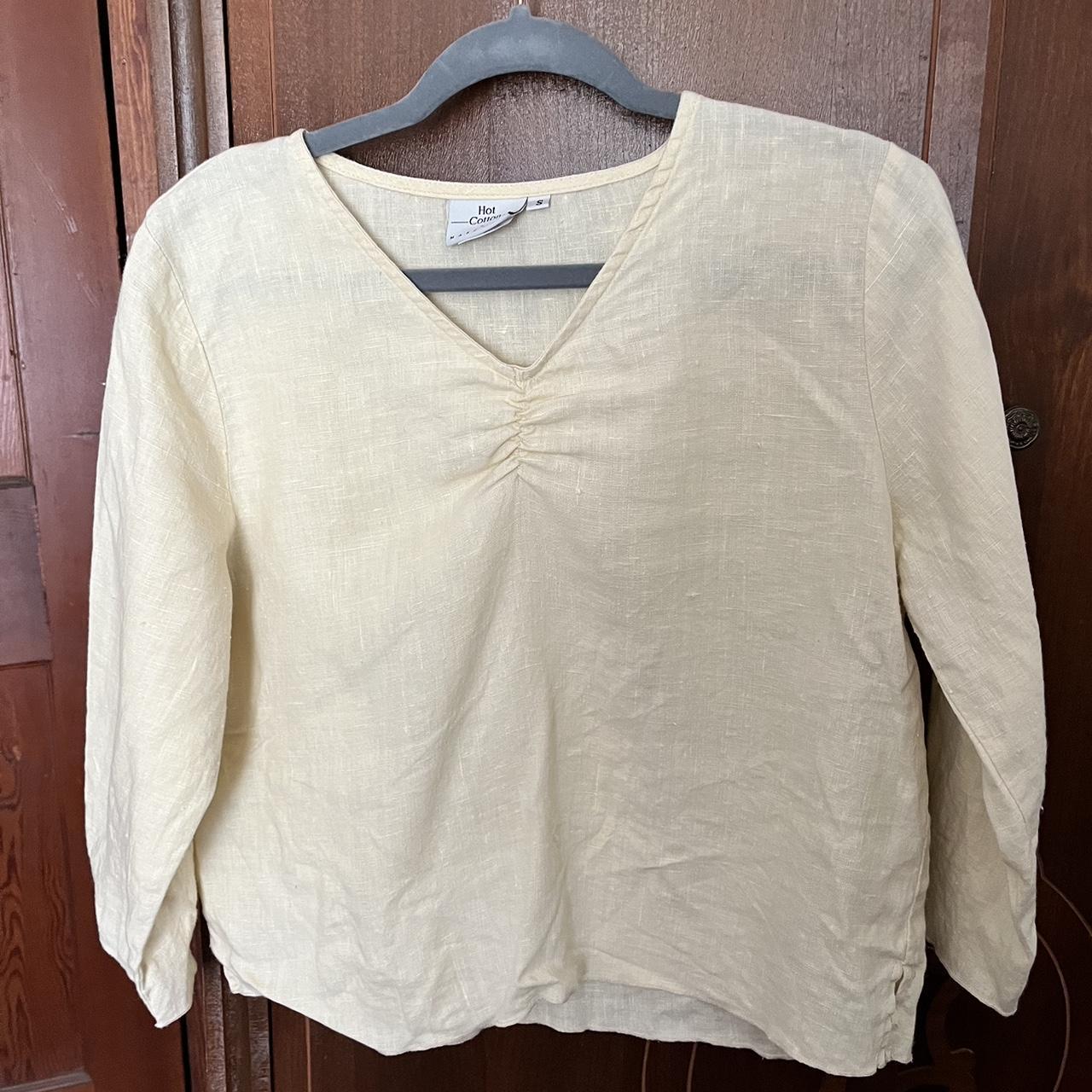 Pale yellow linen top. 20” bust/waist. - Depop