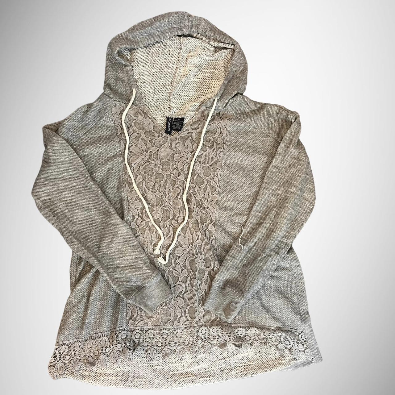 Grey Lace Hoodie🤍 -Size XL (fits more like Depop