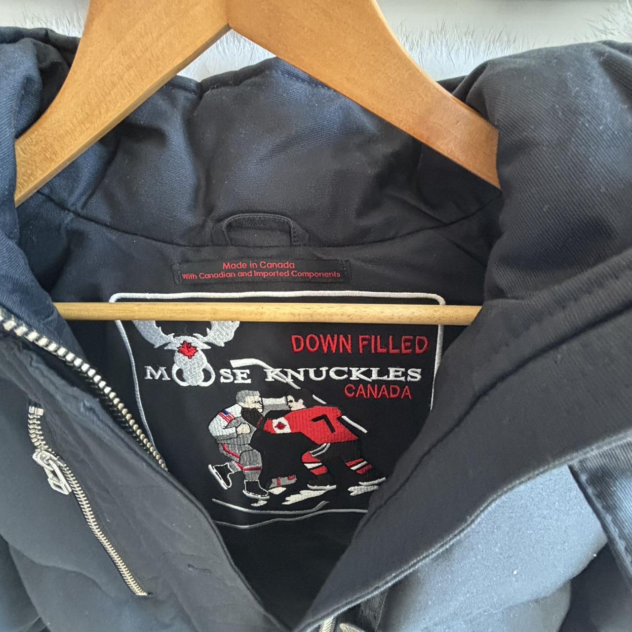 Moose Knuckles Canada navy and white puffer Depop