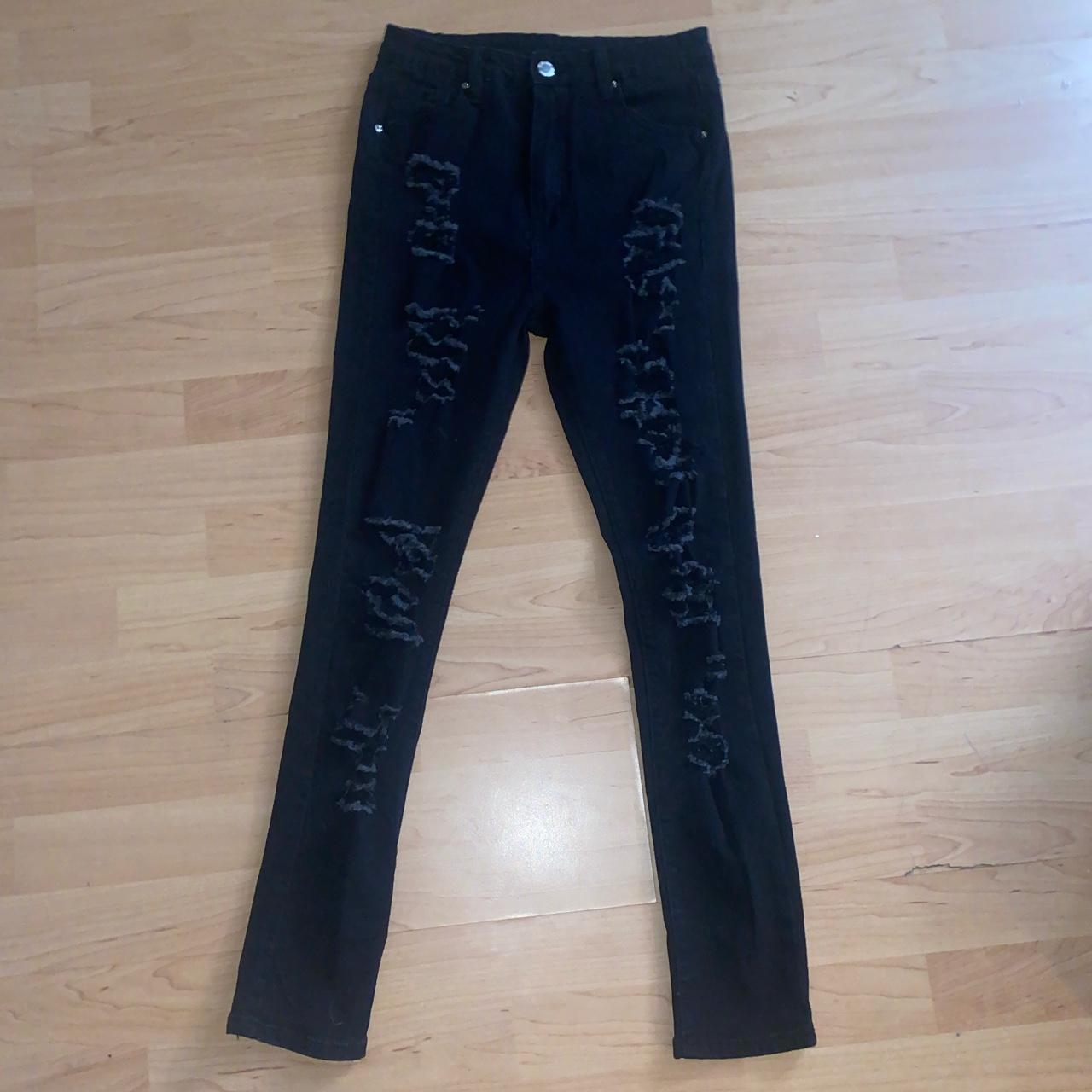 Ripped black skinny jeans high rise size depop