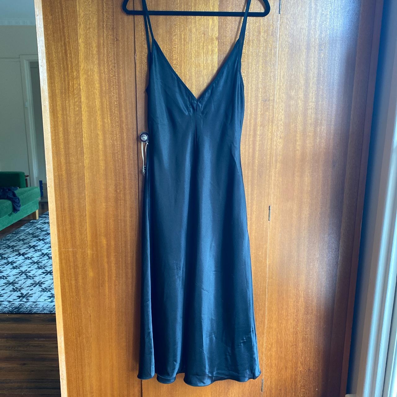 Vintage slinky black slip dress 👏🏻 Marked a size 14... - Depop