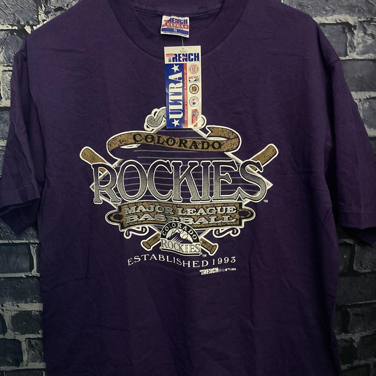 Colorado Rockies Shirt Mens Medium White Purple MLB Baseball Adult