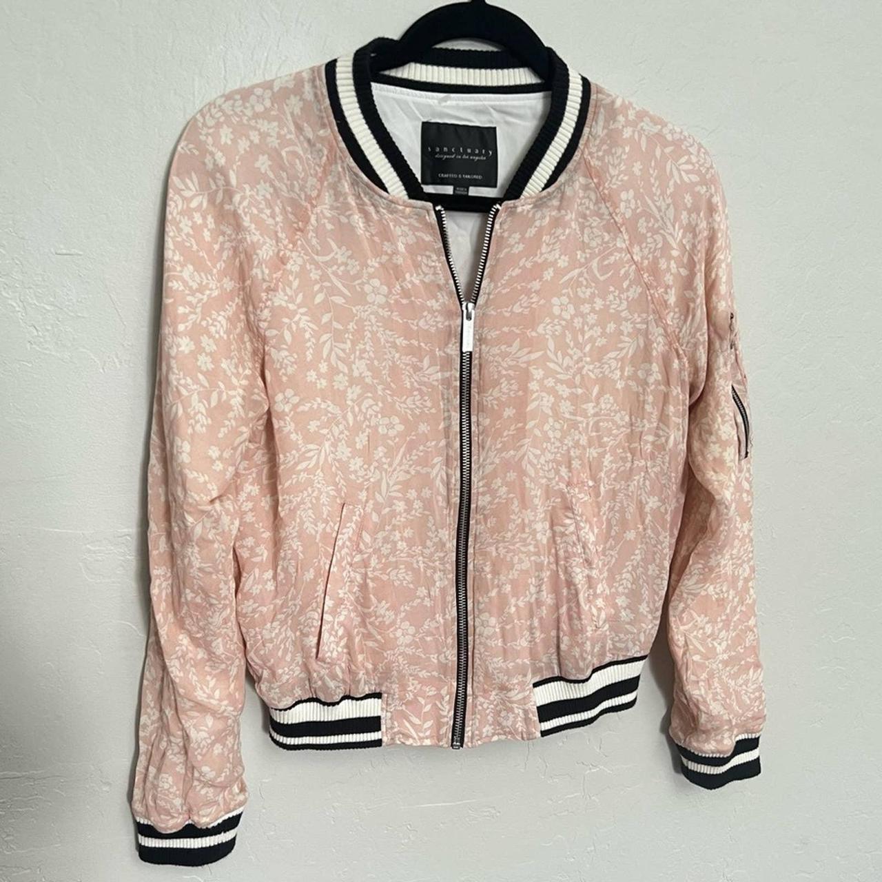 Sanctuary Blush Pink Floral Bomber Jacket XS Blush... - Depop