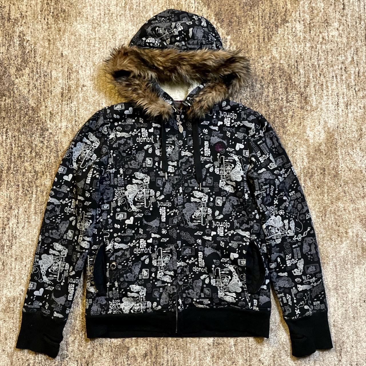★Element faux fur y2k skate zip up hoodie •very... Depop