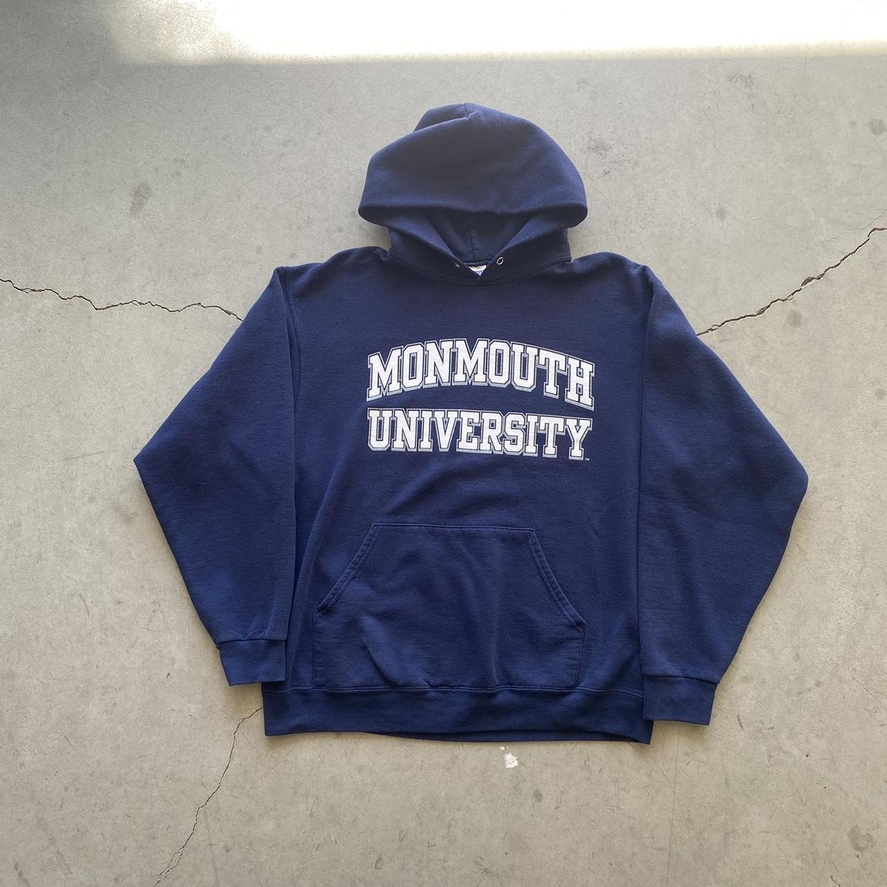 vintage y2k MonMouth university navy hoodie size L... - Depop