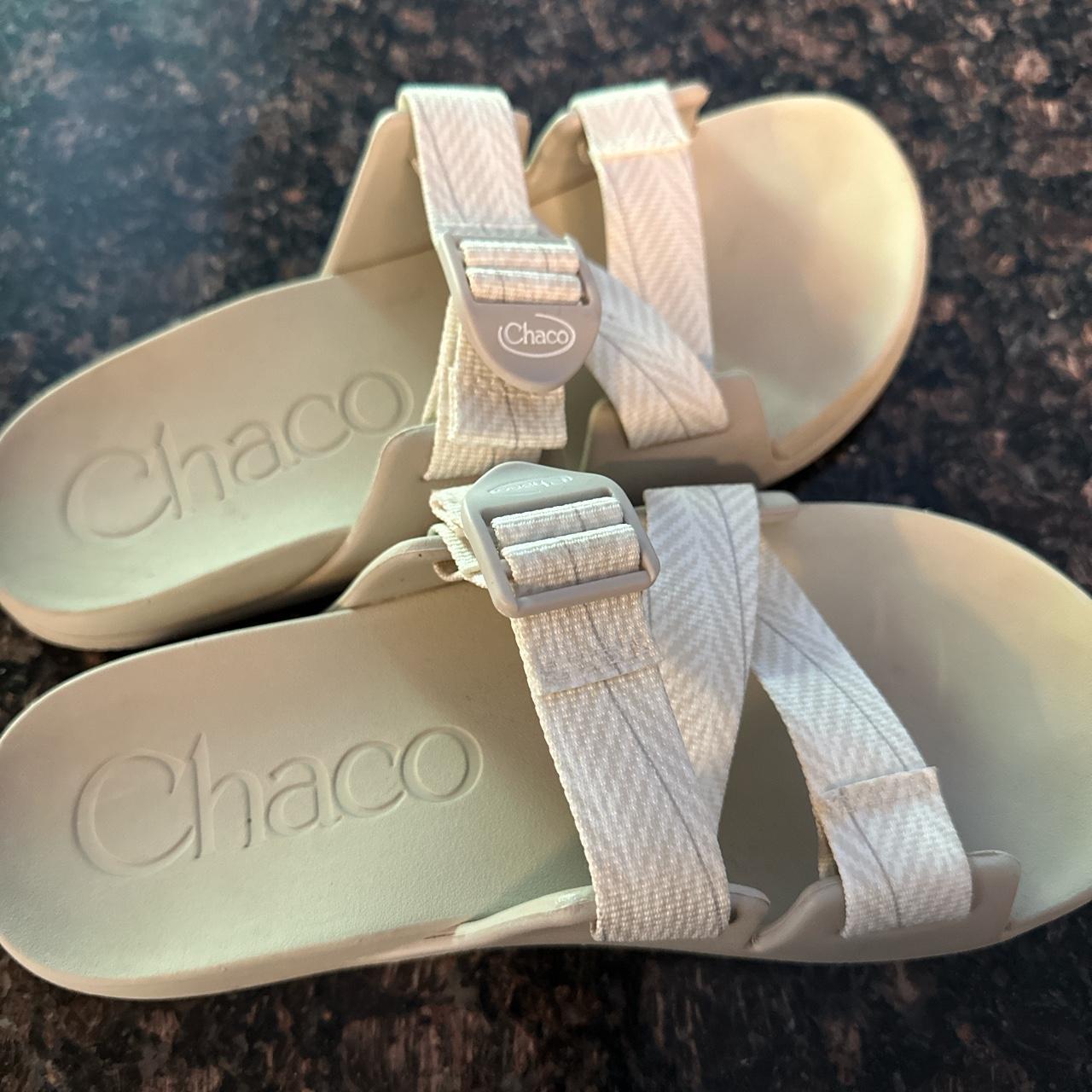 chaco cream color flip flops Depop