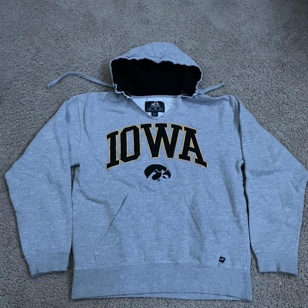 Iowa hoodie J America sports wear Neck is ripped... - Depop