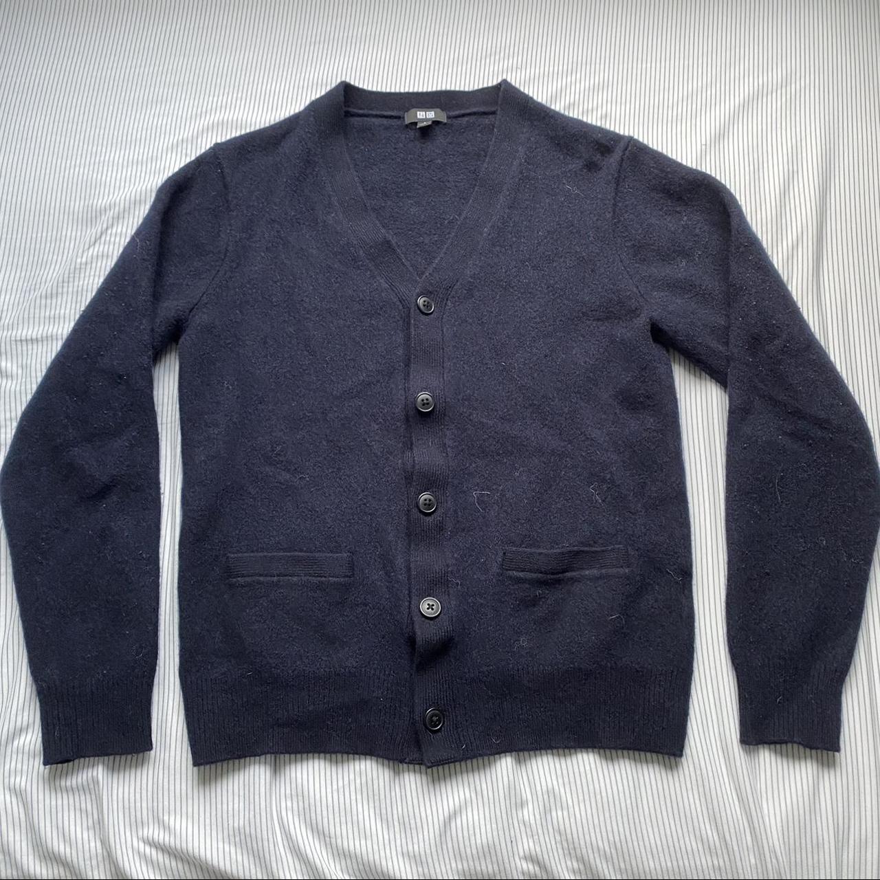 UNIQLO Men's Navy and Blue Cardigan | Depop