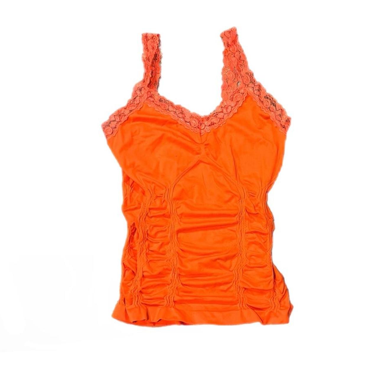 neon orange tight fitted tank size sm Depop