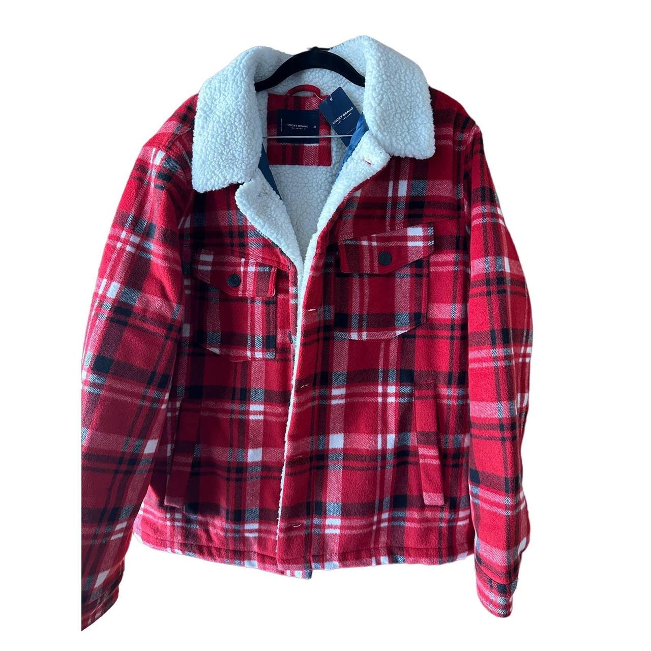 NWT Lucky Brand Red Plaid Flannel Jacket/Shacket - Depop