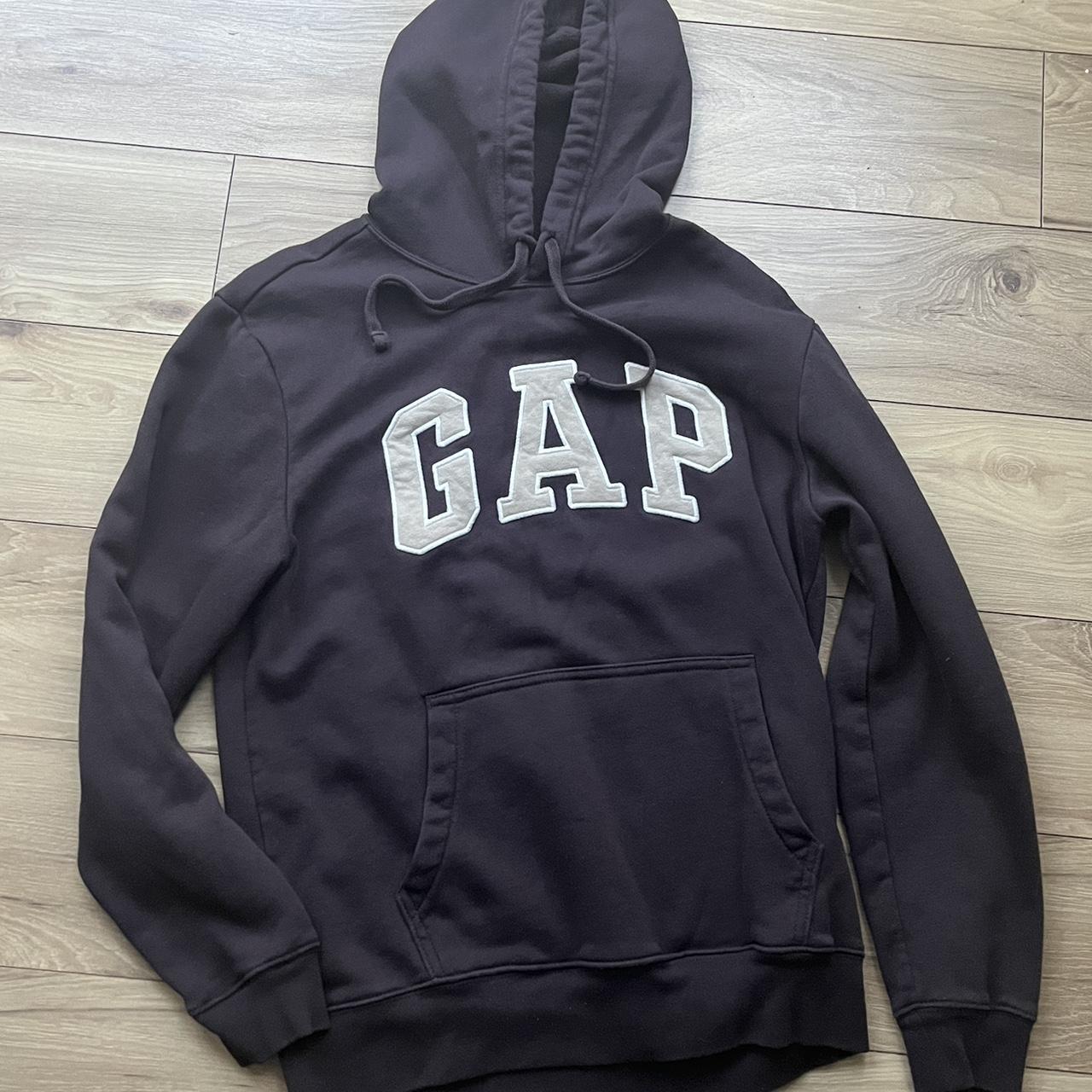 Brown graphic hoodie from Gap. Red lettering and red - Depop