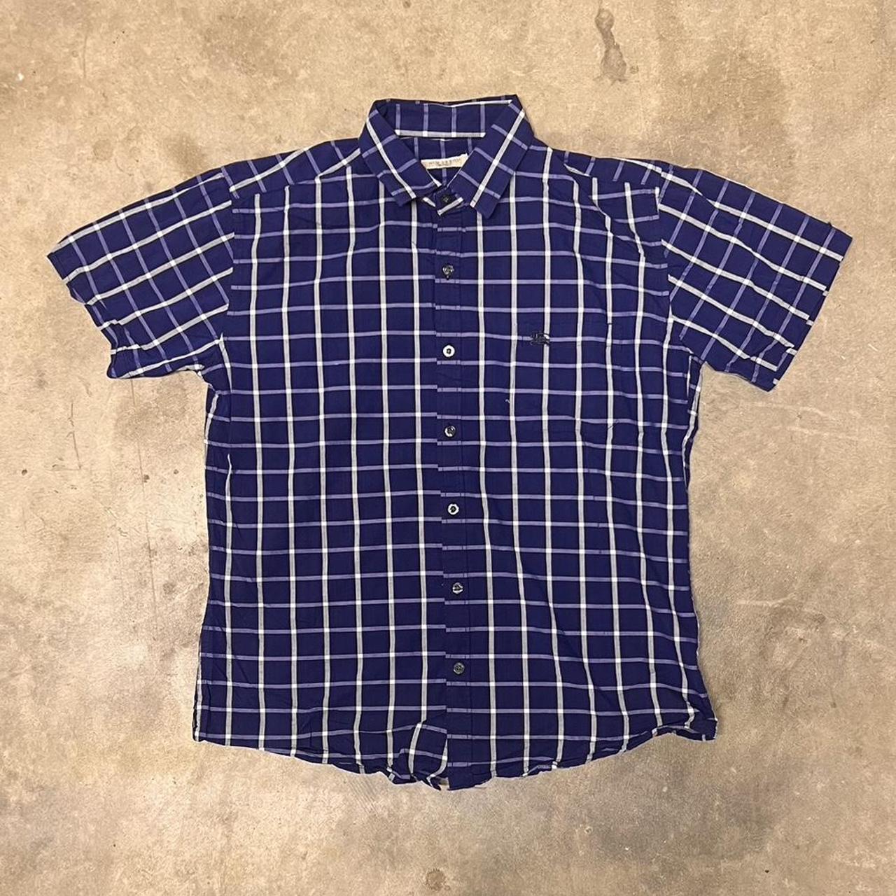 NAUTICA Blue Gingham Short Sleeve Shirt - Size Large