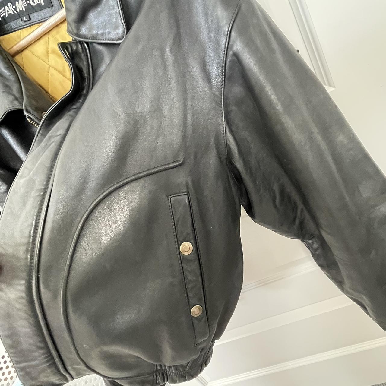 Men’s size L genuine leather jacket Yellow gold... - Depop