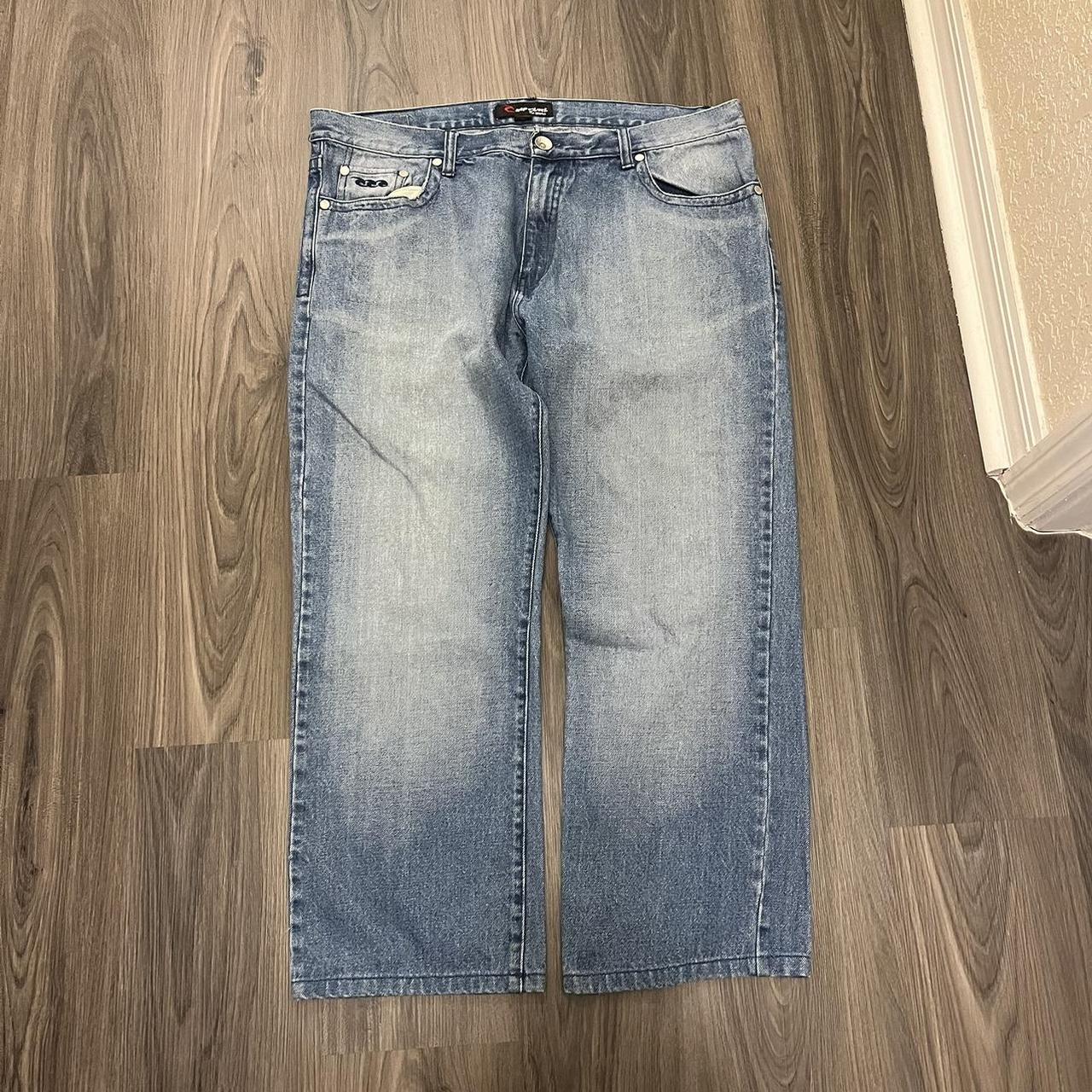 y2k rip curl jeans, 38x24 some nice slim fit blue... - Depop