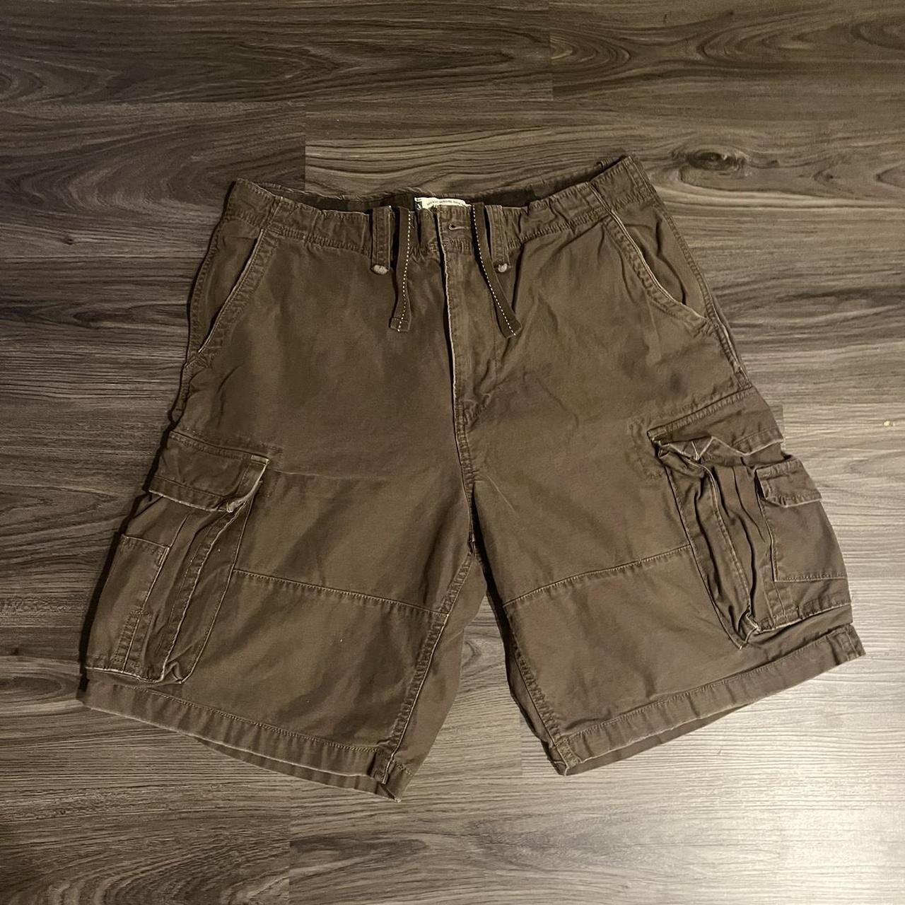 Vintage brown cargo shorts, American rag, 34x12... - Depop