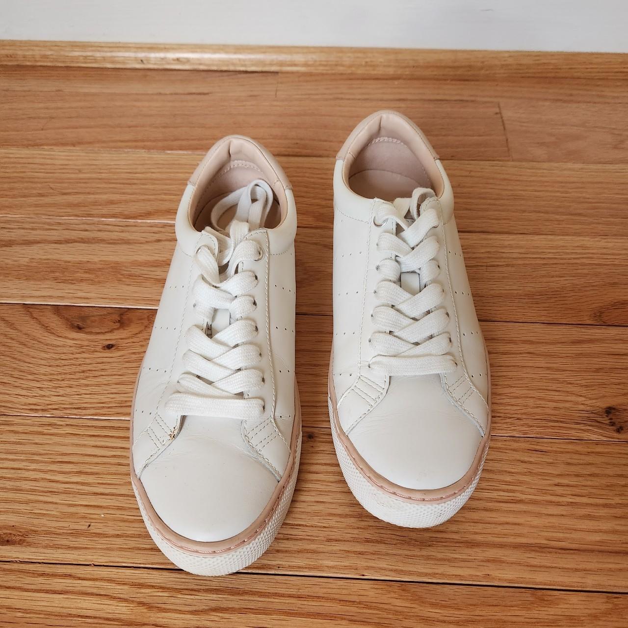 J. Crew White Leather Sneakers with extra set of... - Depop