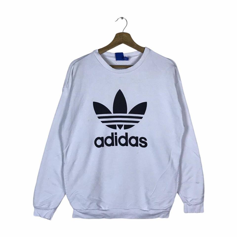 トップス ACID LOGO CREW SWEAT SHIRT Adidas Big Logo Acid Wash Pullover Jumper Crop | Depop