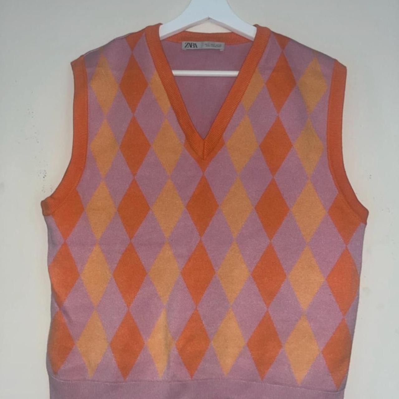 Orange and purple argyle sweater vest from Zara,