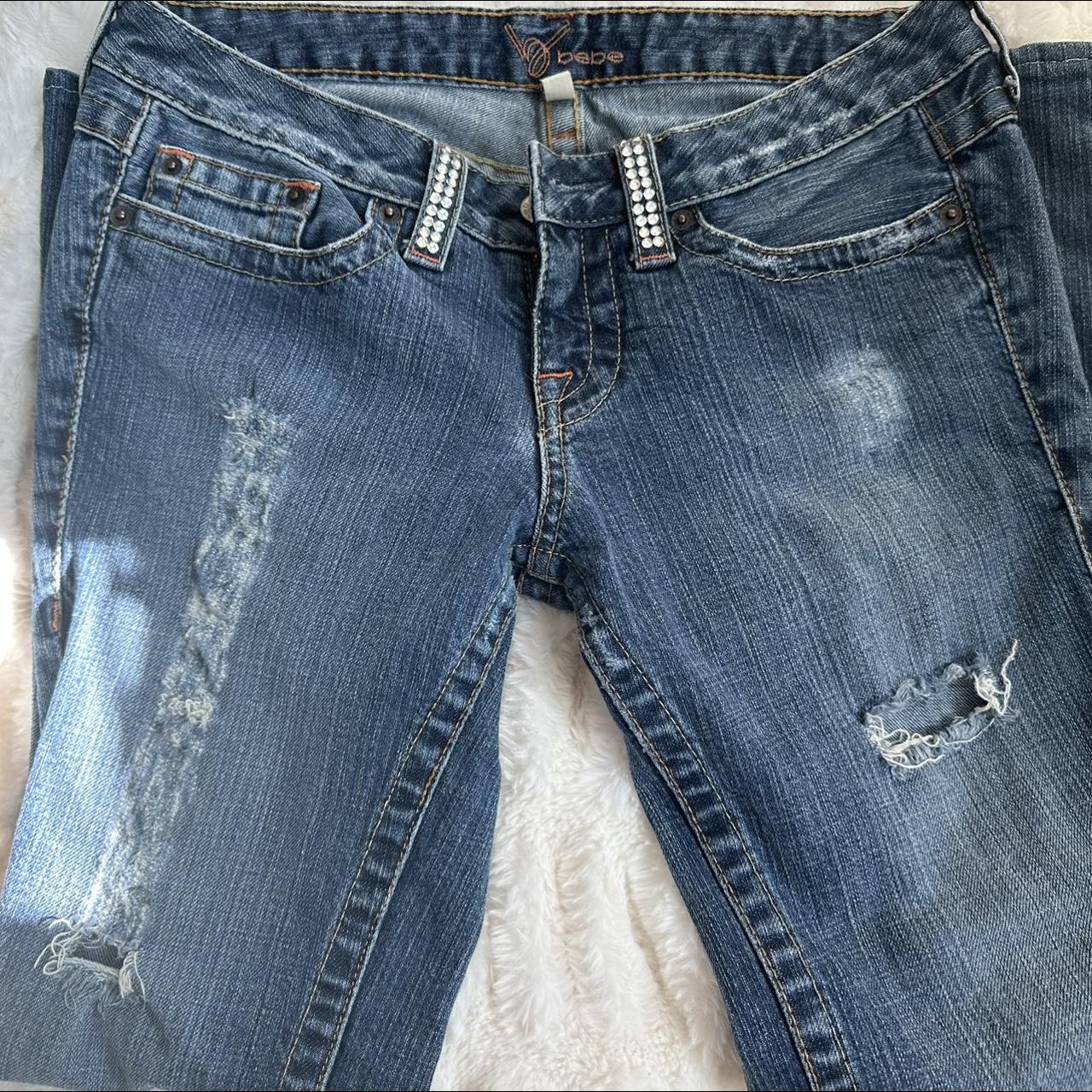 Y2K BEBE JEANS IN GREAT CONDITION! ALL RHINESTONES... - Depop