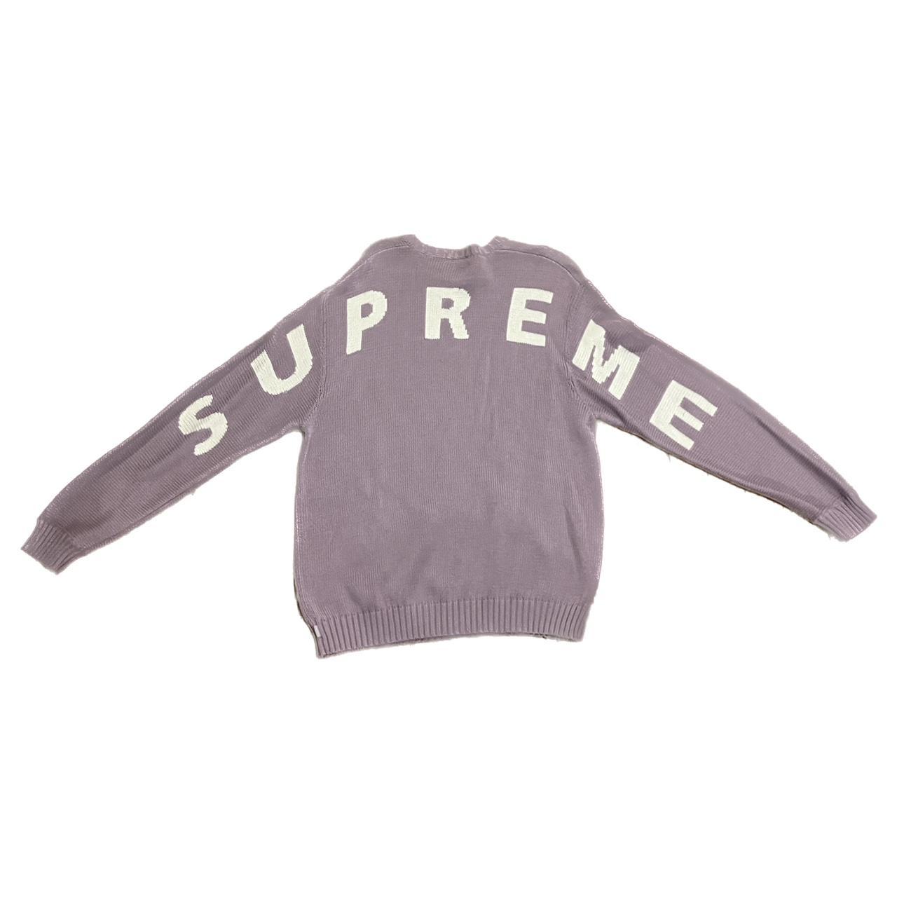 Supreme Back Logo Lilac Large Sweater from... - Depop