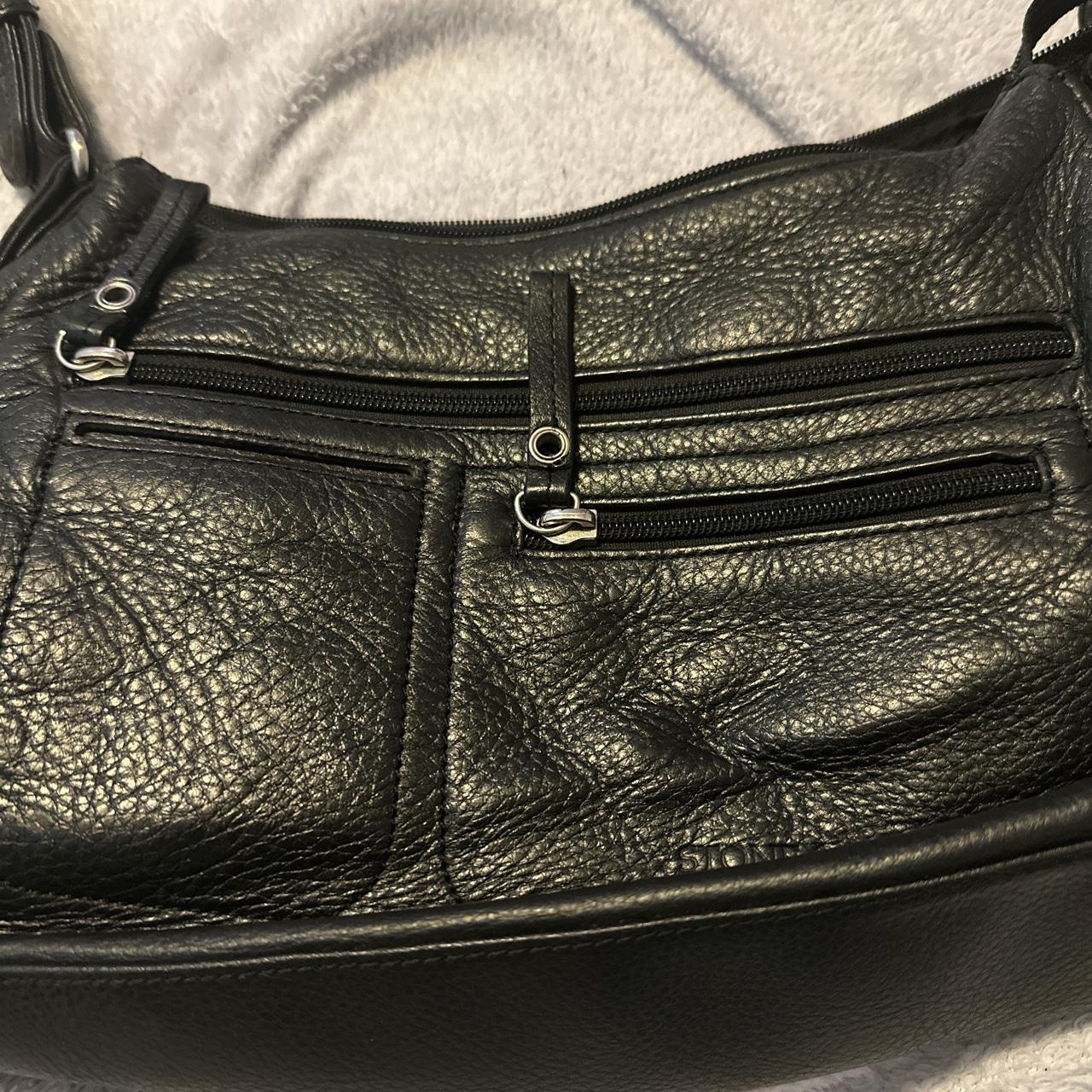 Stone Mountain Black Leather Shoulder Hobo Bag