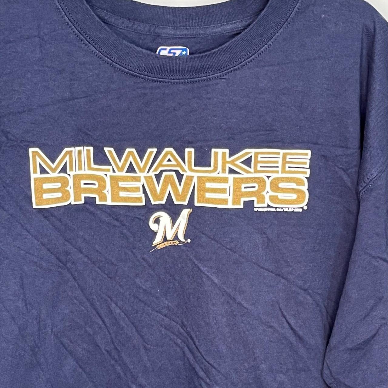 Milwaukee Brewers T-Shirt Men's XL Blue MLB Crewneck Cotton Short Sleeve